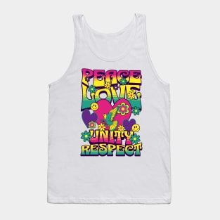 PEACE LOVE UNITY RESPECT - 60's steez (yellow/pink) Tank Top